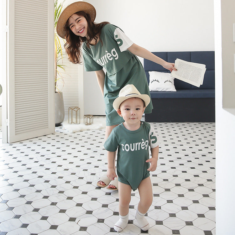 Plus Size Maternity Dress Outing Cotton Parent-child Wear - Babyvera