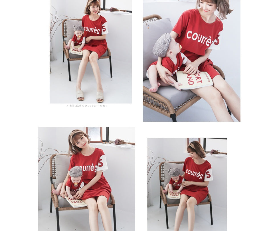 Plus Size Maternity Dress Outing Cotton Parent-child Wear - Babyvera