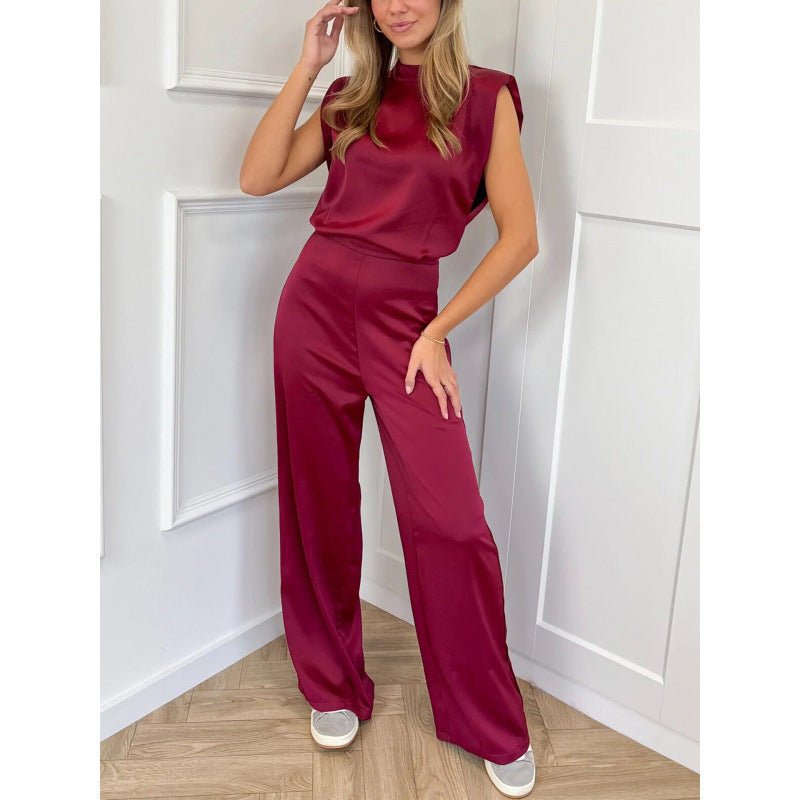Backless Evening Dress Jumpsuit Solid Color Casual Straight Pants - Babyvera