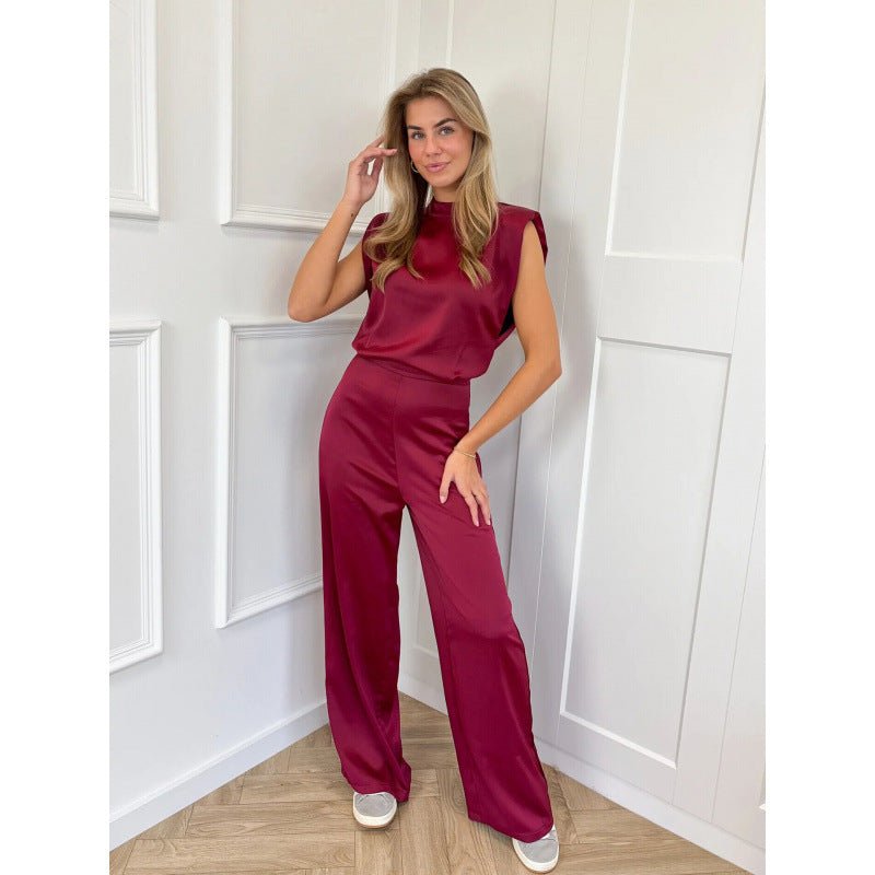 Backless Evening Dress Jumpsuit Solid Color Casual Straight Pants - Babyvera