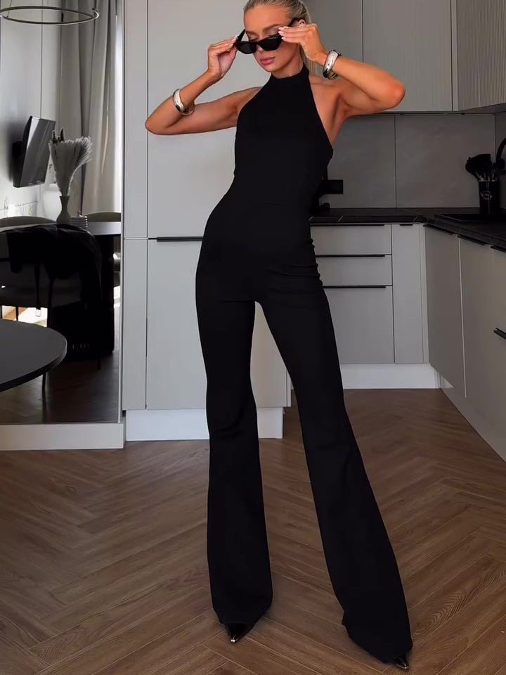 Black Halter Sleeveless Jumpsuit - Babyvera