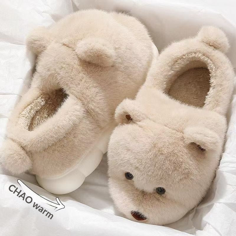 Cartoon Plush Warm Non - slip Thick - soled Cotton Slippers - Babyvera