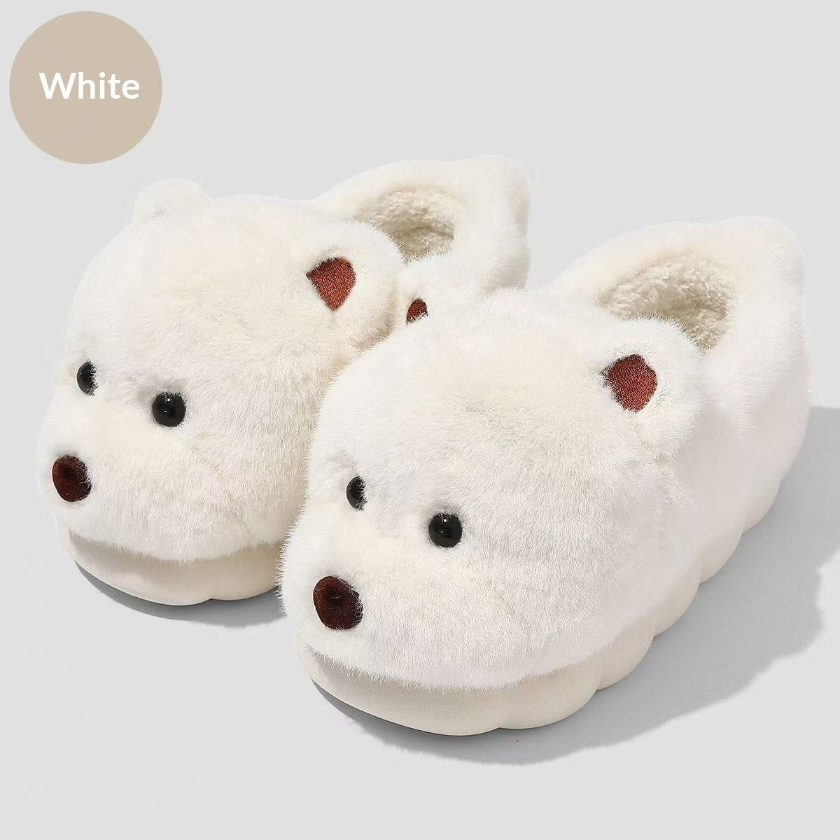 Cartoon Plush Warm Non - slip Thick - soled Cotton Slippers - Babyvera