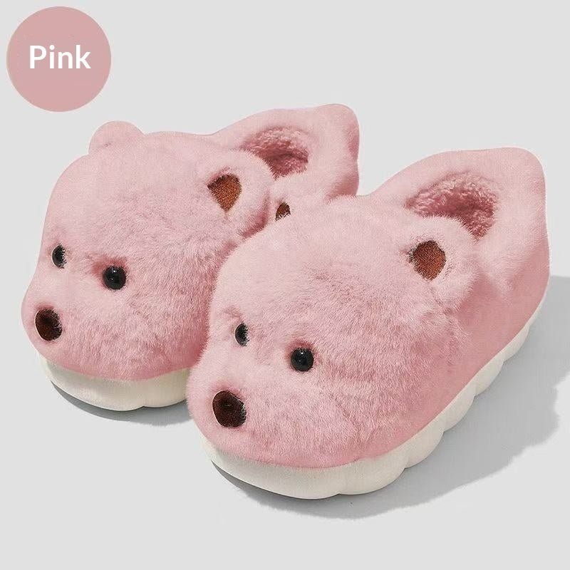 Cartoon Plush Warm Non - slip Thick - soled Cotton Slippers - Babyvera