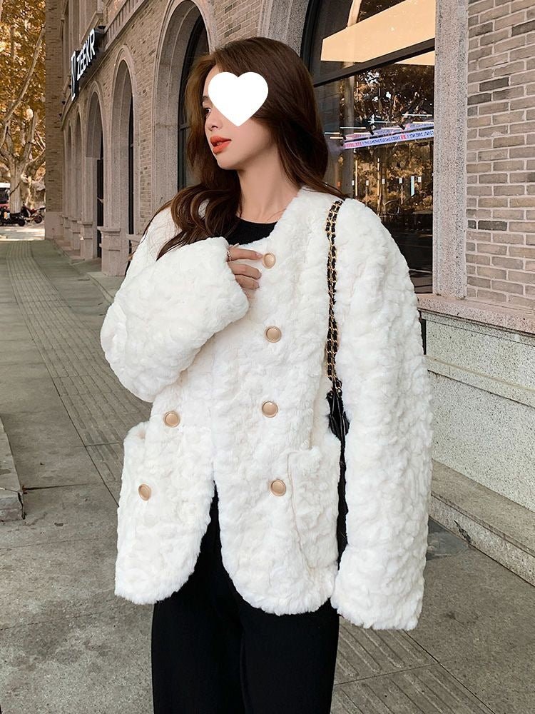 Casual Lamb Wool Coat For Women - Babyvera