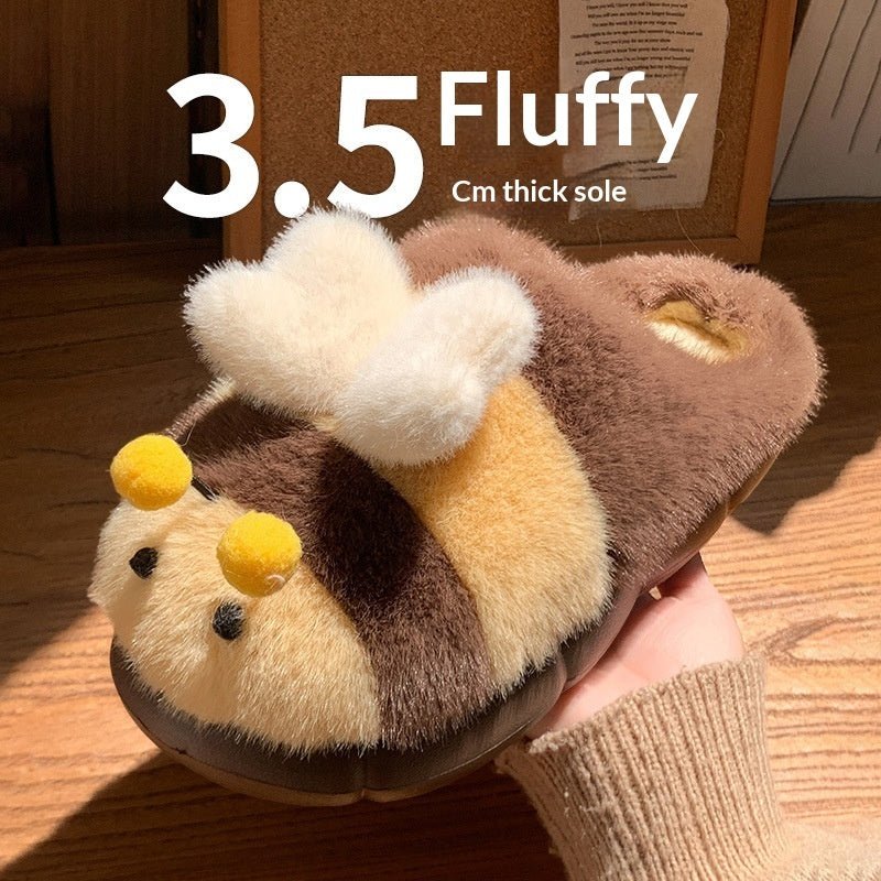 Cute Little Bee Fuzzy Slippers, Women's New Autumn Collection - Babyvera