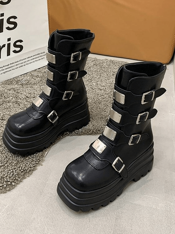 Dark Rock - style Platform With A Chunky Sole Womens Punk - inspired Dr Martens - style Boots - Babyvera