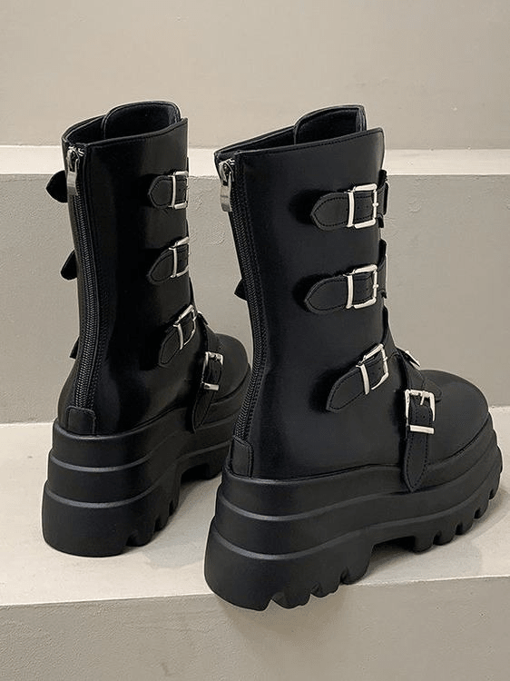 Dark Rock - style Platform With A Chunky Sole Womens Punk - inspired Dr Martens - style Boots - Babyvera