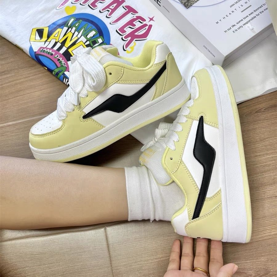 Dopamine Color Matching Classic Preppy Style Raise The Bottom Four Seasons Women's Board Shoes - Babyvera