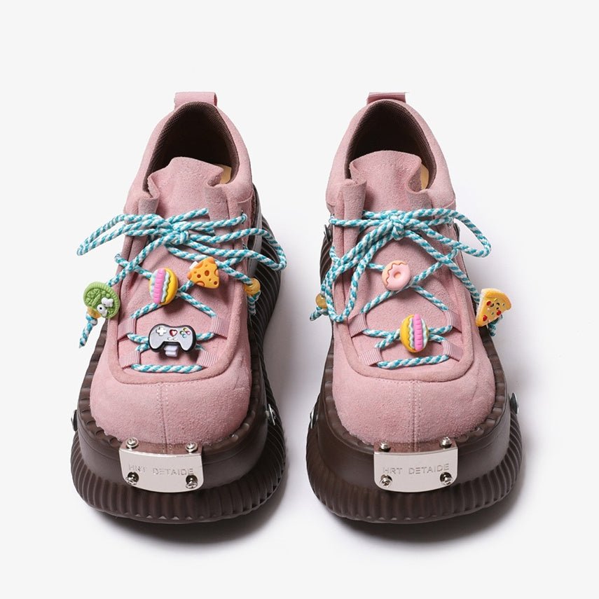 Dopamine Summer Platform Leather Shoes Lace-up Shoes - Babyvera