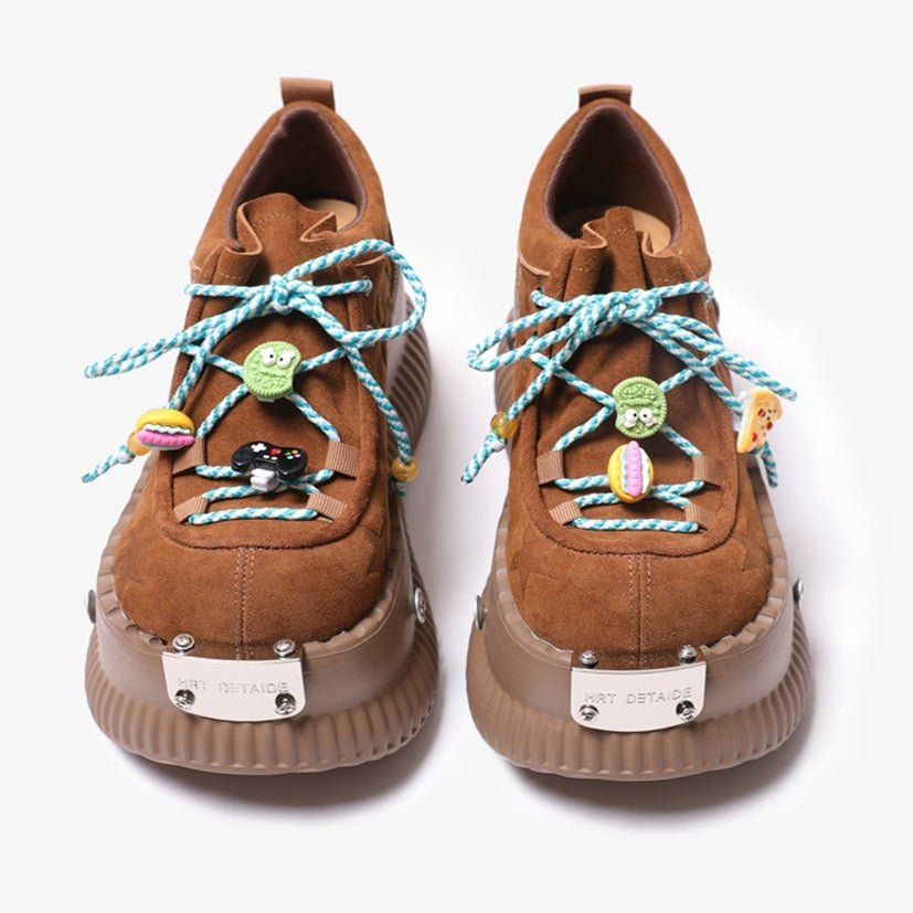 Dopamine Summer Platform Leather Shoes Lace-up Shoes - Babyvera