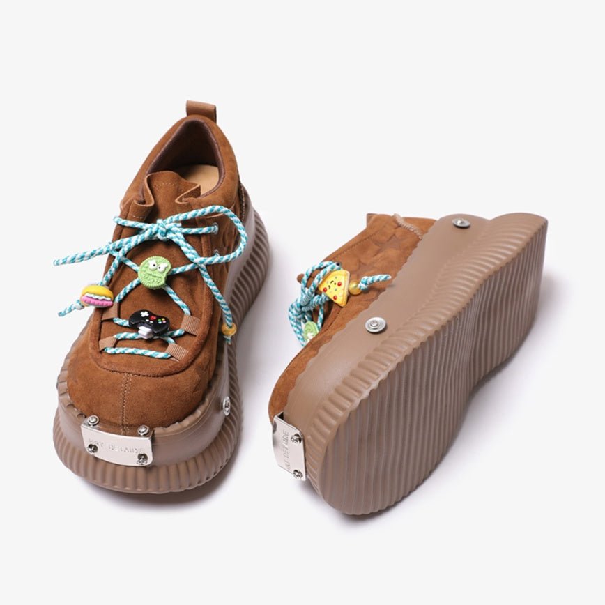 Dopamine Summer Platform Leather Shoes Lace-up Shoes - Babyvera