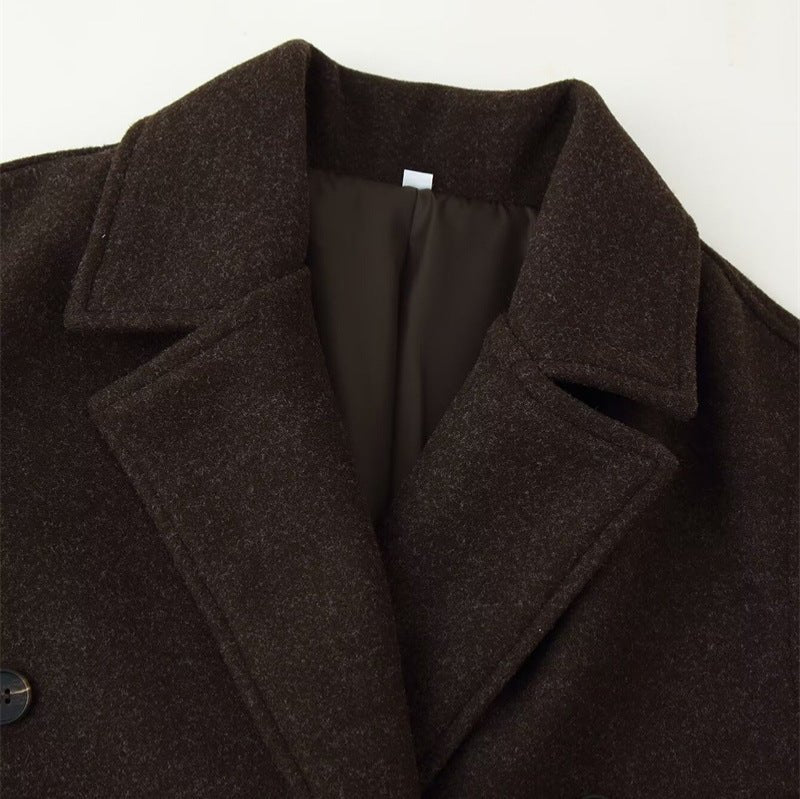 Double-breasted Wool Coat For Women - Babyvera