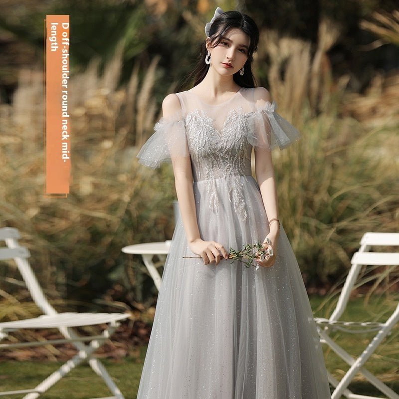 Dress Sisters Dress Female Gray Slim Fit Girlfriend Clothes - Babyvera