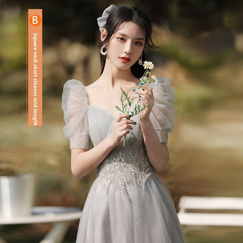 Dress Sisters Dress Female Gray Slim Fit Girlfriend Clothes - Babyvera