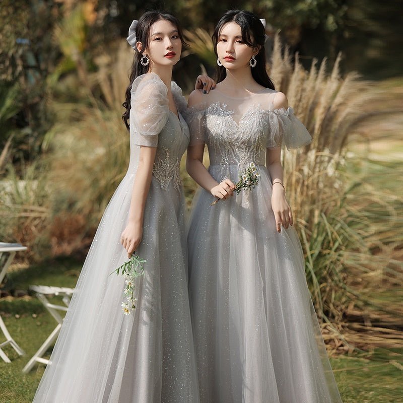 Dress Sisters Dress Female Gray Slim Fit Girlfriend Clothes - Babyvera