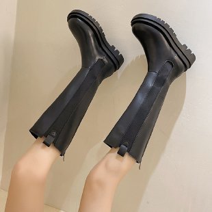 Flat - soled Elastic Band Black Over - the - knee Boots - Babyvera