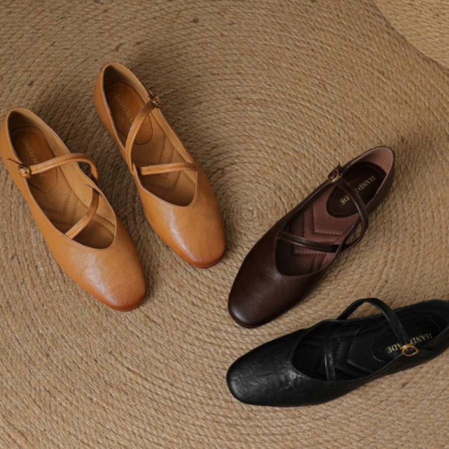 Flat Versatile Non - slip Vintage Mary Jane For Women's Single - layer Shoes - Babyvera