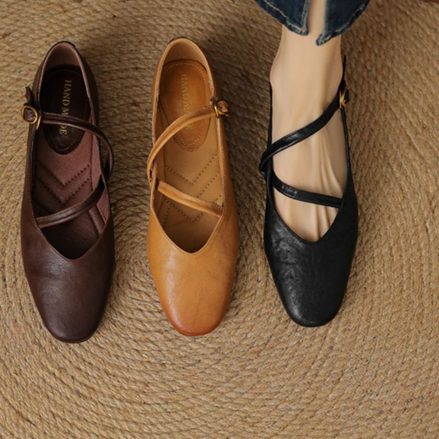 Flat Versatile Non - slip Vintage Mary Jane For Women's Single - layer Shoes - Babyvera