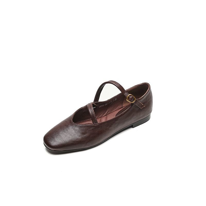 Flat Versatile Non - slip Vintage Mary Jane For Women's Single - layer Shoes - Babyvera