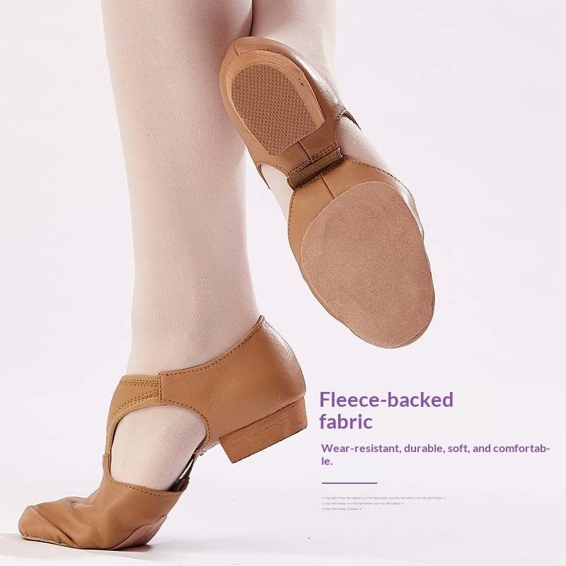 Full - grain Leather Teacher Jazz Dance Shoes With Soft Soles - Babyvera