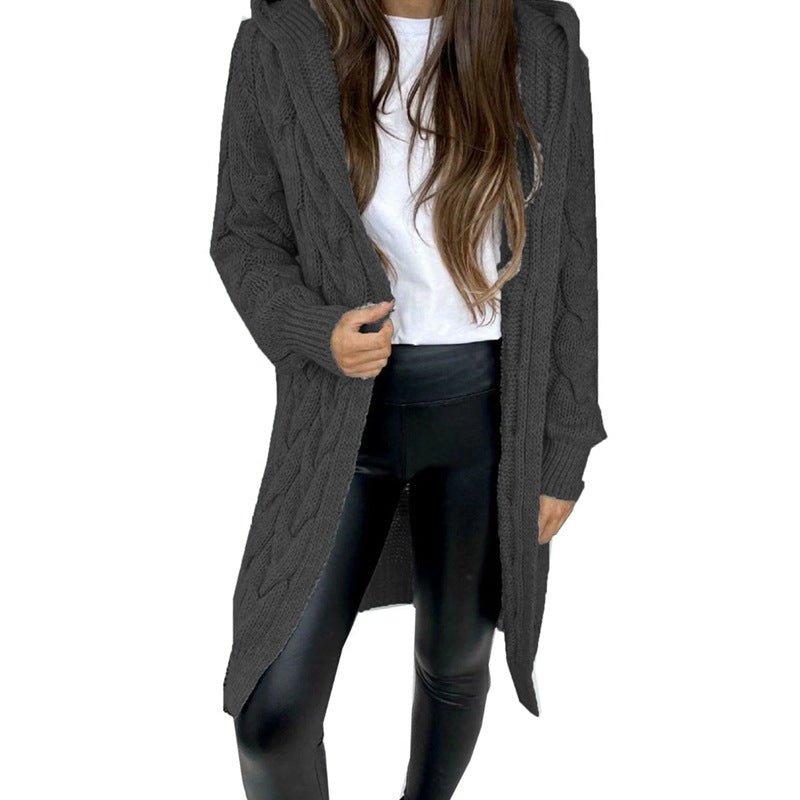 Hooded Knit Cardigan Coat Overcoat Women - Babyvera