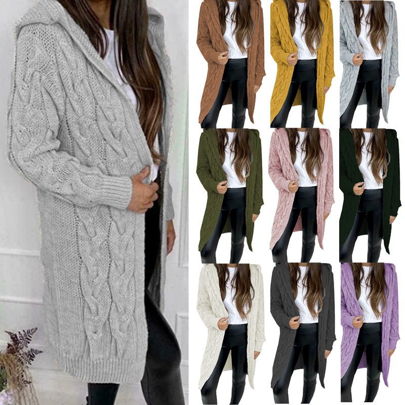Hooded Knit Cardigan Coat Overcoat Women - Babyvera
