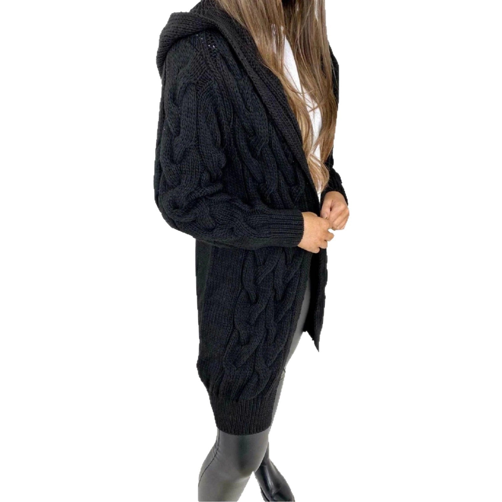 Hooded Knit Cardigan Coat Overcoat Women - Babyvera