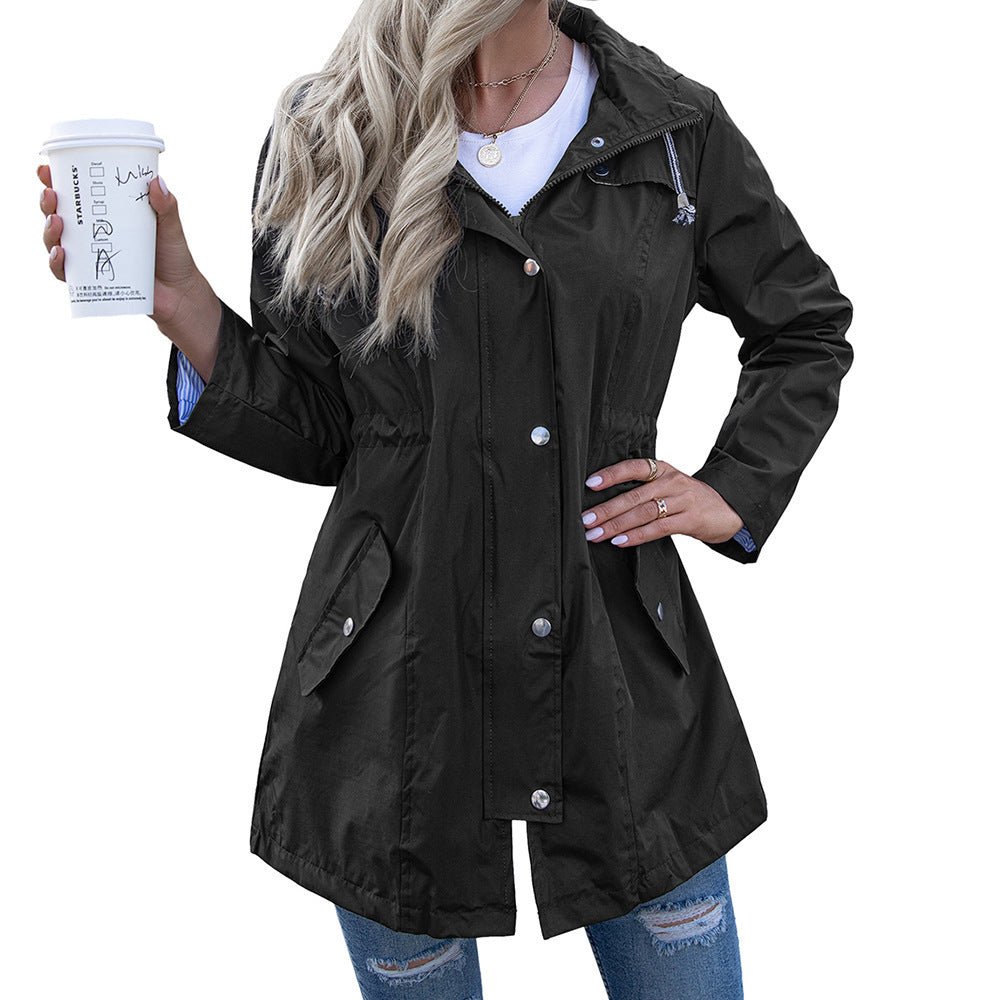 Hooded Zipper Raincoat Coat For Women - Babyvera