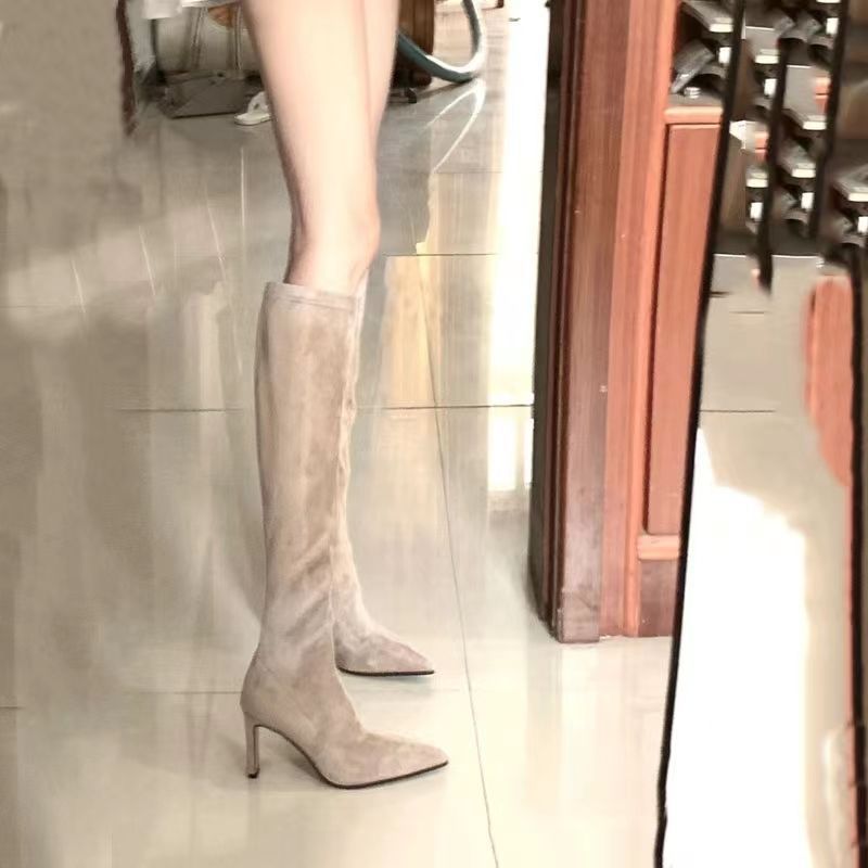 Knee - high Suede Pointed - toe Stretchy Figure - flattering Boots - Babyvera