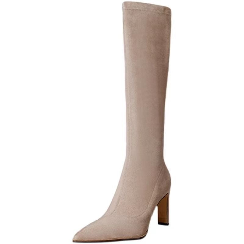 Knee - high Suede Pointed - toe Stretchy Figure - flattering Boots - Babyvera