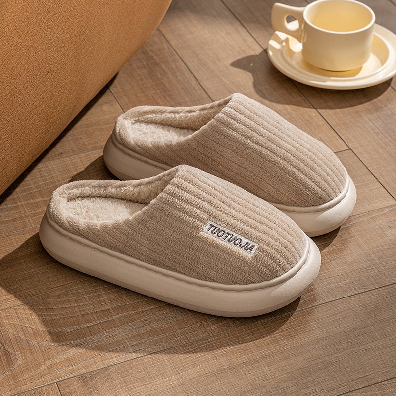 Ladies' Indoor Home Warm Fluffy Anti - slip Cotton Slippers - Babyvera