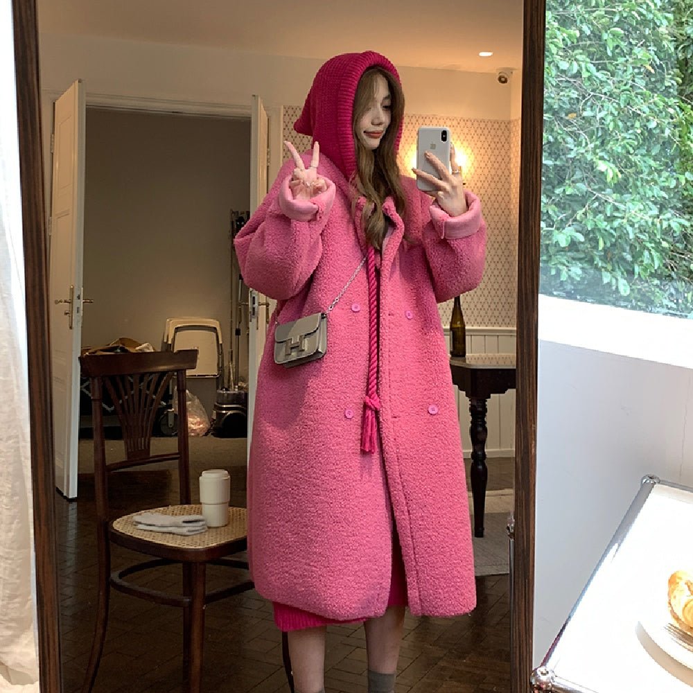 Lamb Hair Grain Wool Coat Women - Babyvera