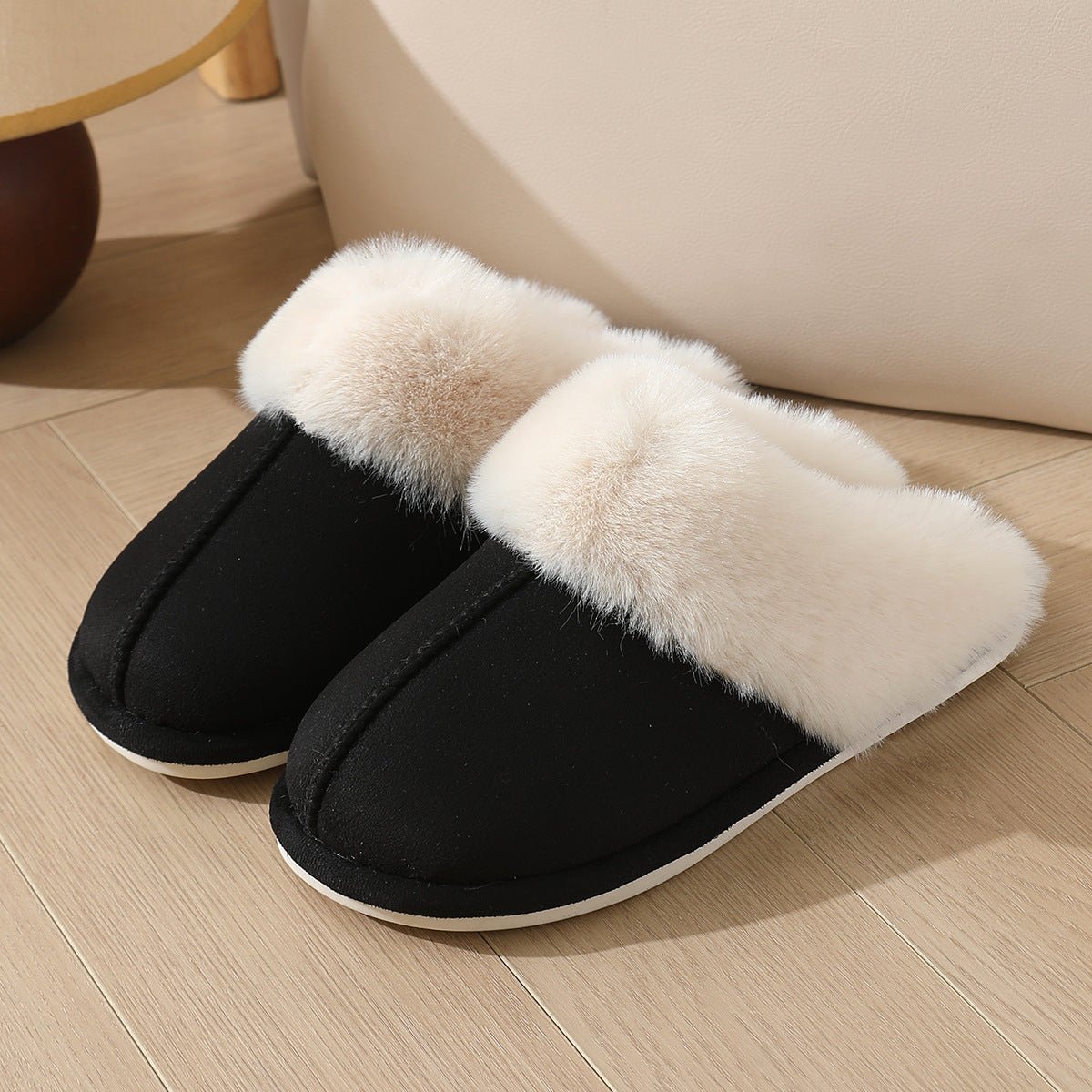 Large - sized Cotton Slippers For Women Autumn And Winter Couple's Style - Babyvera