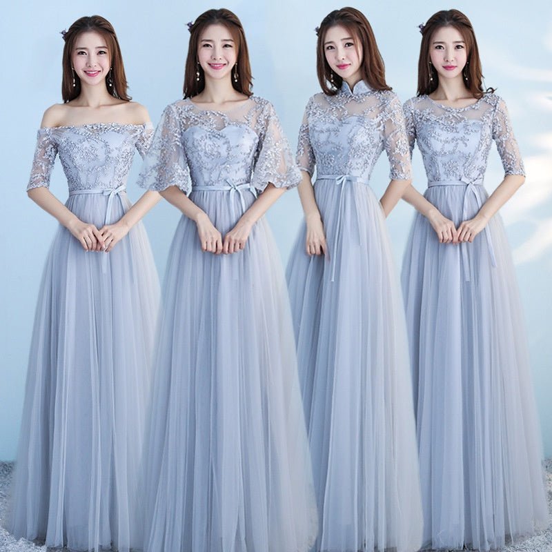 Long Bridesmaid Blue Wedding Dress Girlfriends Party Dress - Babyvera