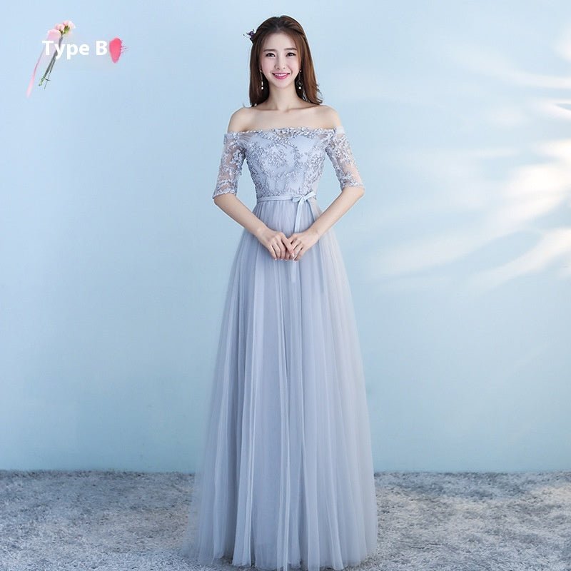 Long Bridesmaid Blue Wedding Dress Girlfriends Party Dress - Babyvera