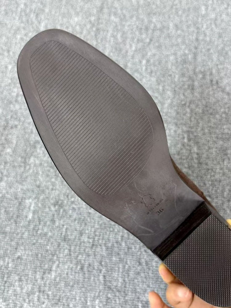 Mid - heel Chunky - heel Retro Square - toe Matte Leather Womens Boots - Babyvera