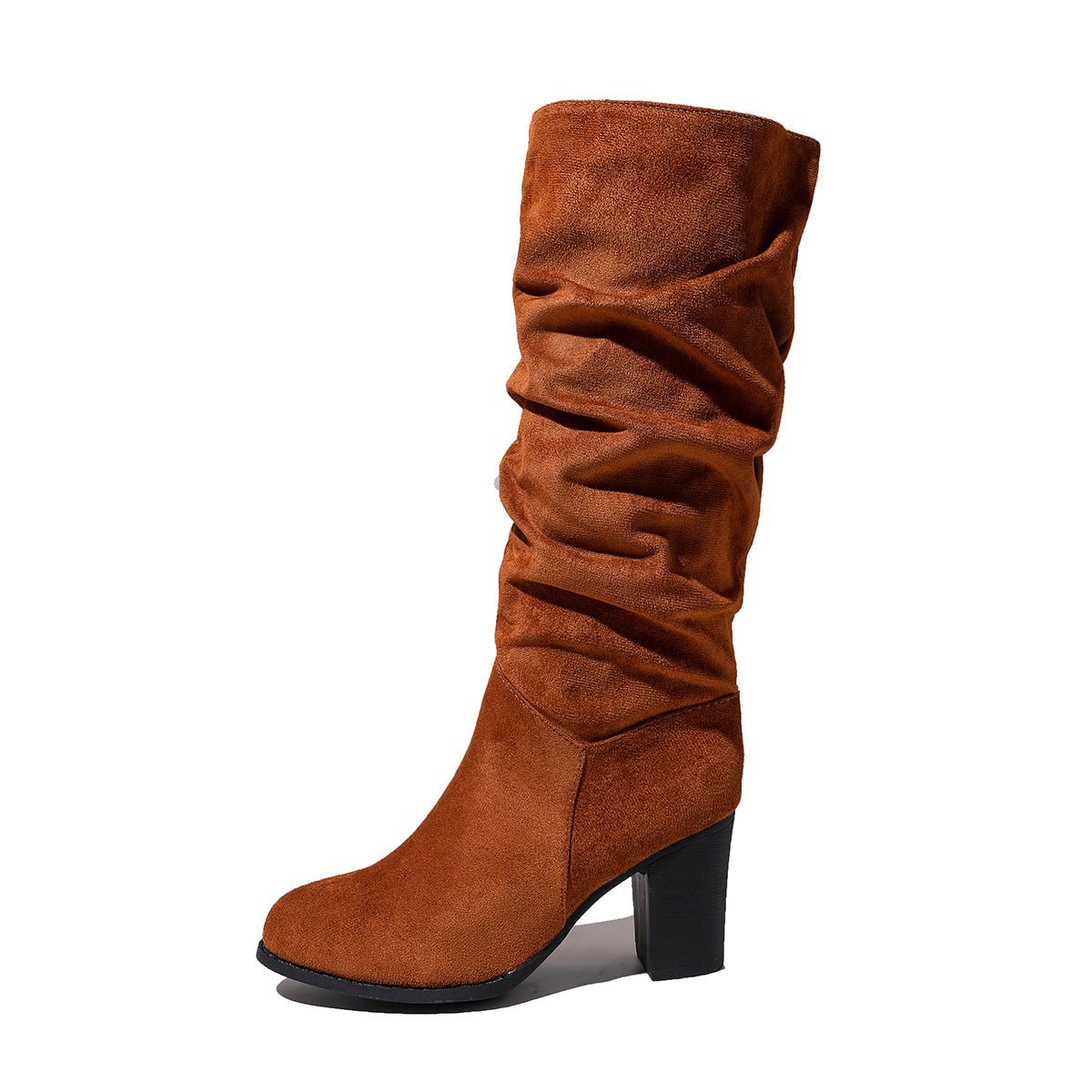 New European And American - style Chunky - heeled Pointed - toe Suede Over - the - knee Boots - Babyvera