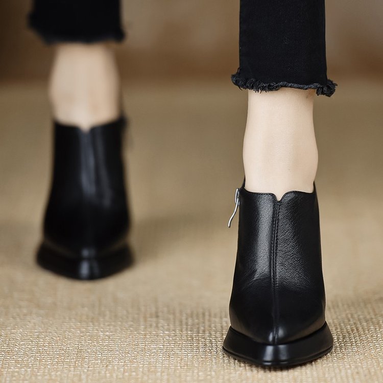 New Style Chunky - heeled Vintage Deep - toe Pumps With Zippers - Babyvera