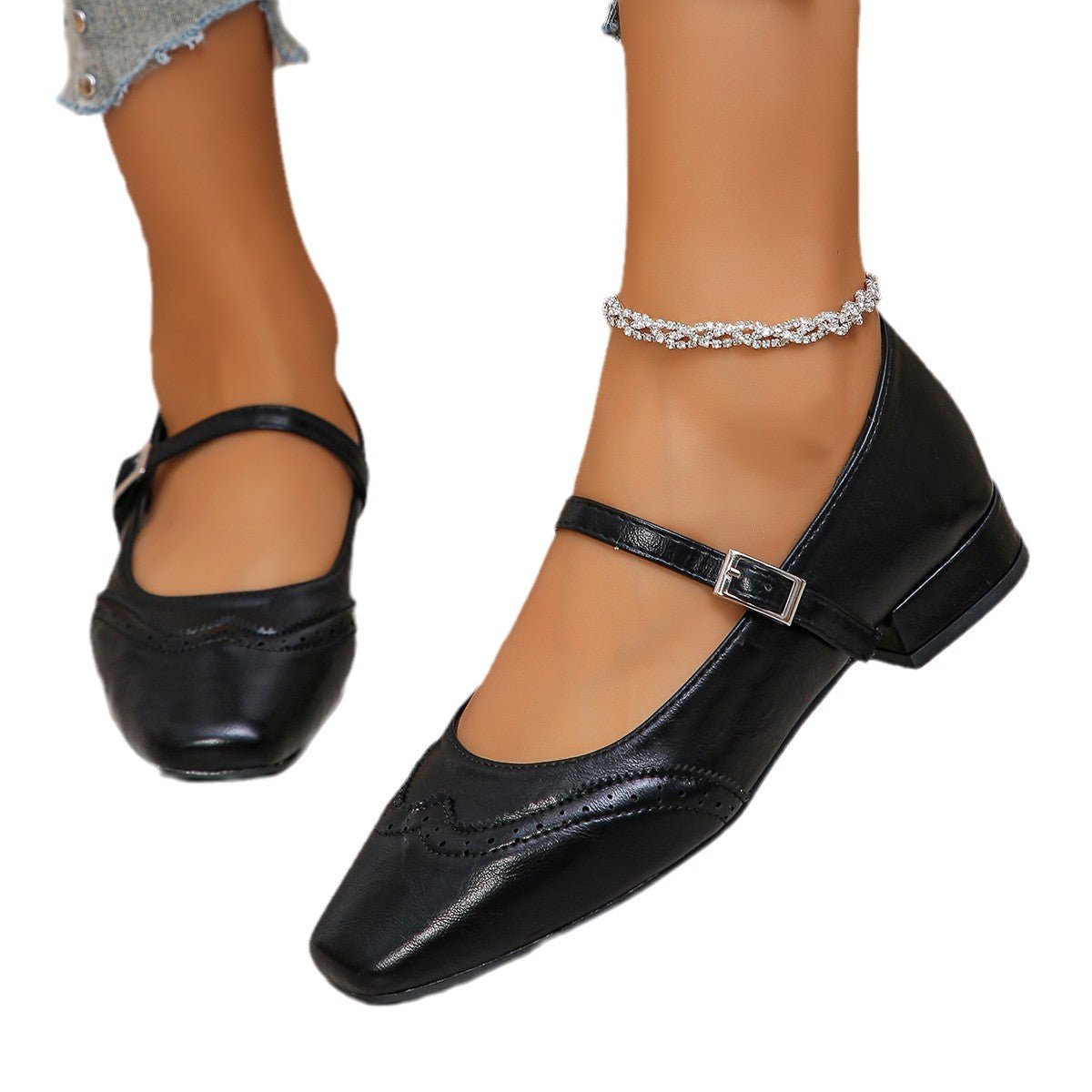 New Style Women's Casual Peep - toe Pumps With A Single Strap Buckle - Babyvera