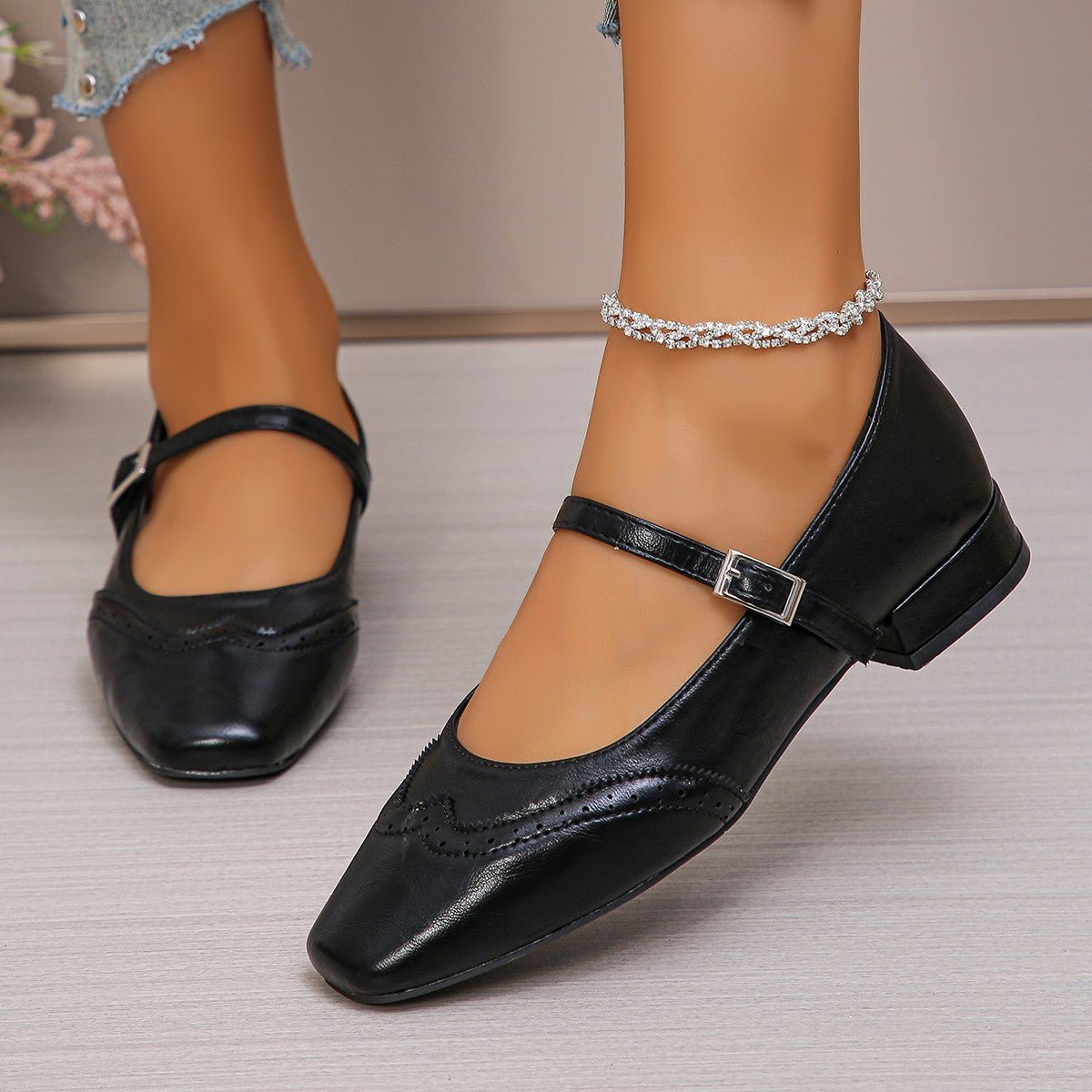 New Style Women's Casual Peep - toe Pumps With A Single Strap Buckle - Babyvera