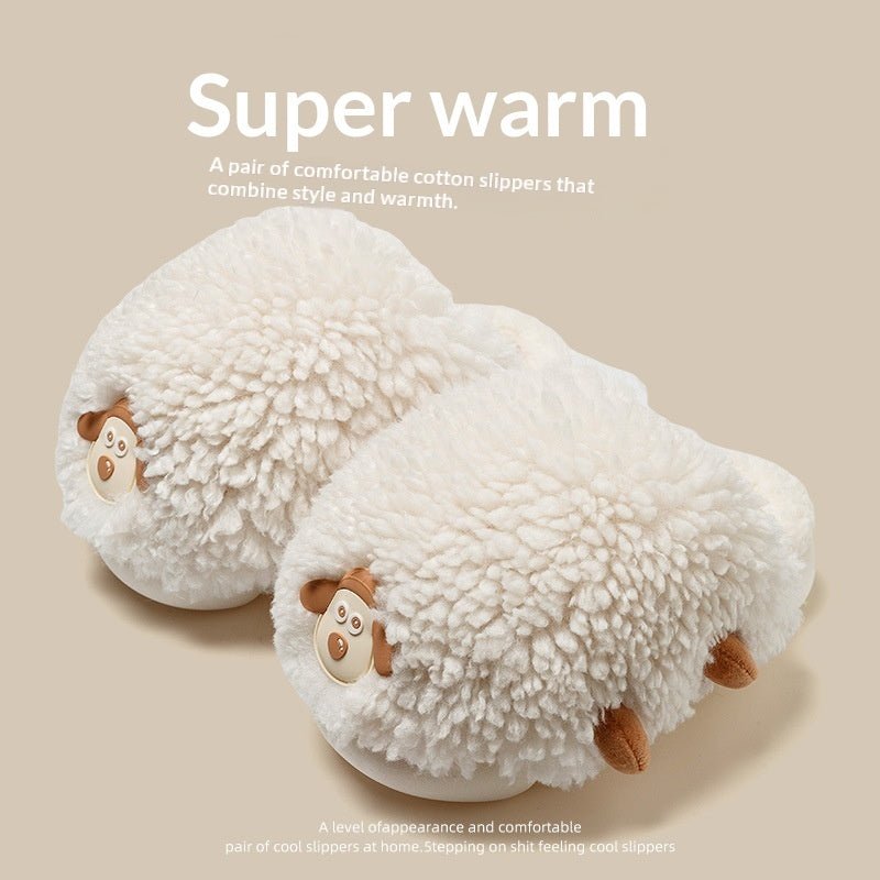New Women's Winter Cartoon Sheepskin Cotton Slippers For Indoor Wear - Babyvera