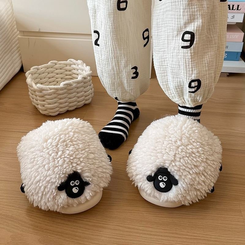 New Women's Winter Cartoon Sheepskin Cotton Slippers For Indoor Wear - Babyvera