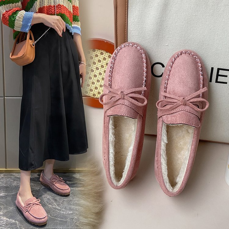 Plus - size Square - toe Chunky - soled Fleece - lined Stitched Shoes Snow Boots - Babyvera