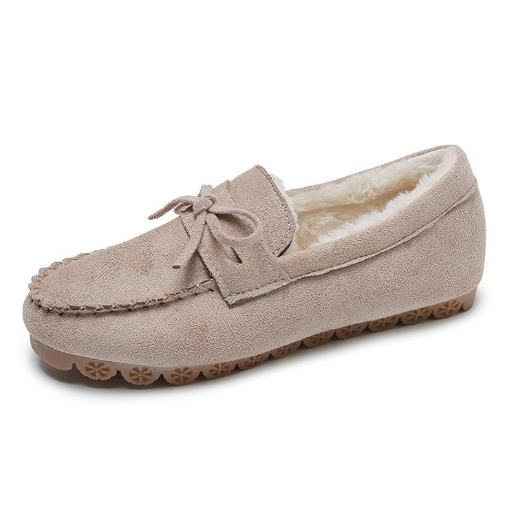 Plus - size Square - toe Chunky - soled Fleece - lined Stitched Shoes Snow Boots - Babyvera