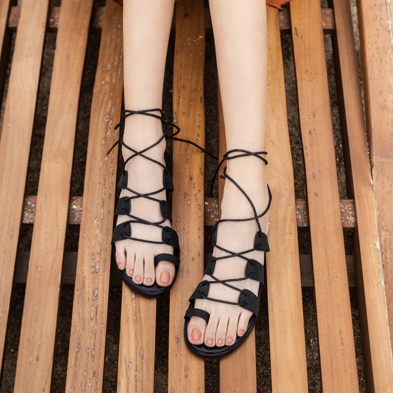 Roman Flip Flops Brown Sandals For Women Summer Fairy Style - Babyvera
