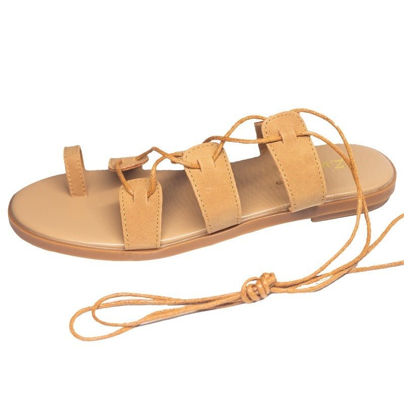 Roman Flip Flops Brown Sandals For Women Summer Fairy Style - Babyvera