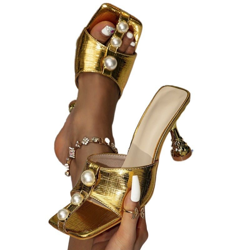 Sexy Fashion Electroplated Square Toe High Heel Sandals - Babyvera