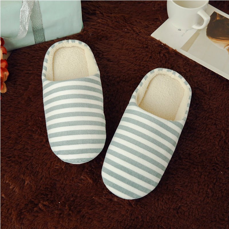 Softsoled Ultrasoft Velvet Cotton Slippers Striped Indoor Floor And Home Cotton Slippers - Babyvera