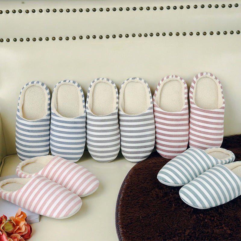 Softsoled Ultrasoft Velvet Cotton Slippers Striped Indoor Floor And Home Cotton Slippers - Babyvera